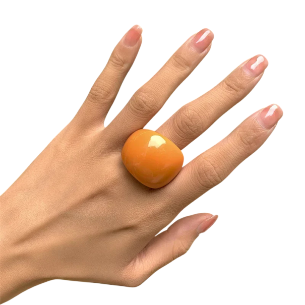 Anillo de acrílico para mujer tamaño 1,8 mm Anillo redondo voluminoso Joya de moda ligera Diseño colorido Accesorio elegante naranja