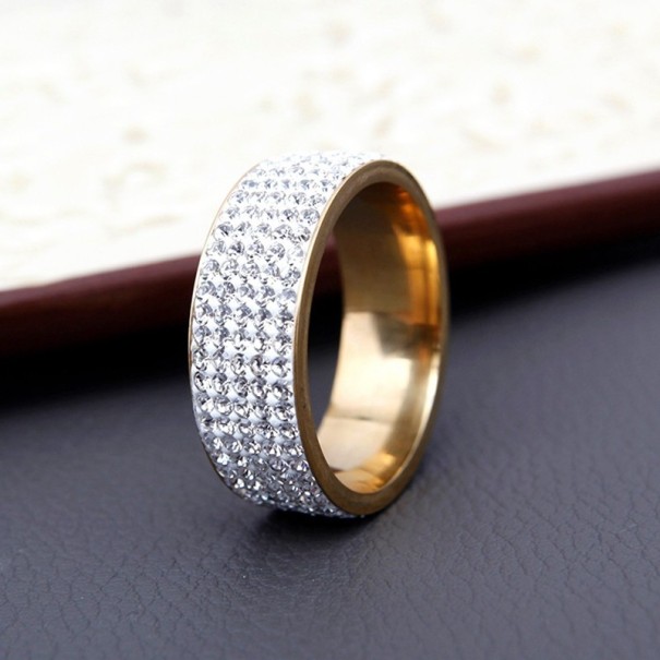 Anillo de boda para mujer con piedras J1222 dorado 8