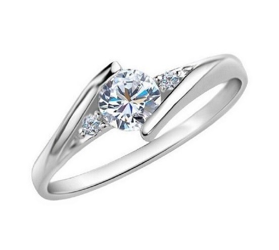 Anillo de compromiso con circonita plateado 6