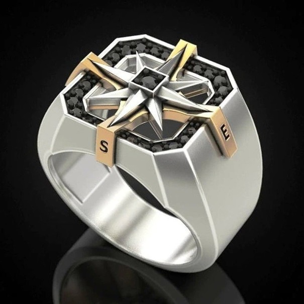 Anillo de hombre con brújula 11