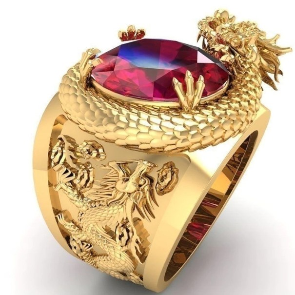 Anillo de hombre con dragón D2586 10