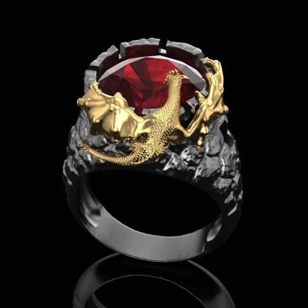 Anillo de hombre con dragón D2906 8