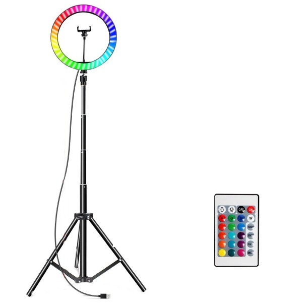 Anillo de luz LED de 26 cm con trípode y control remoto 50 cm 1