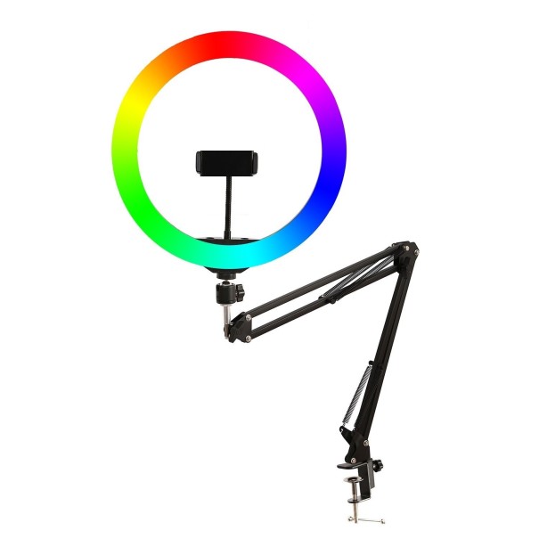 Anillo de luz LED RGB de 26 cm con brazo ajustable 1