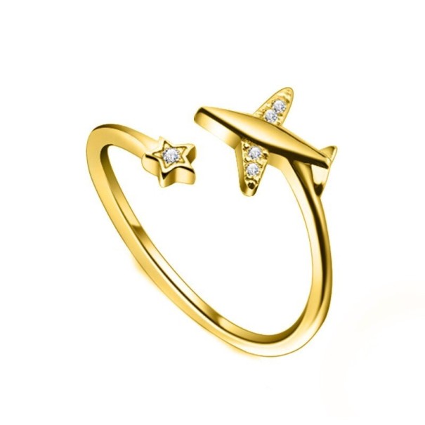 Anillo de mujer con avión D1657 dorado