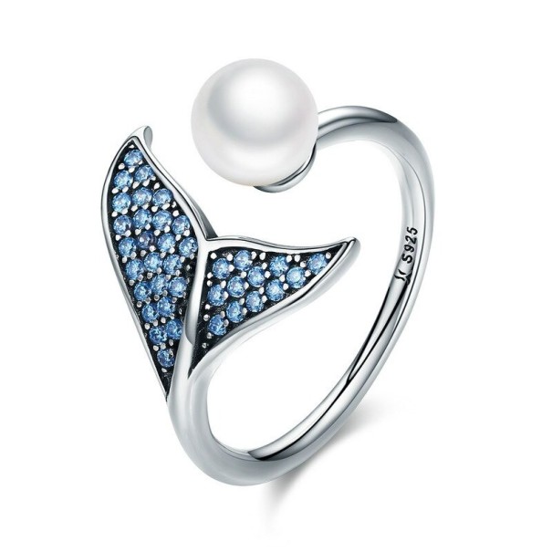 Anillo de mujer con cola de sirena D1563 plateado