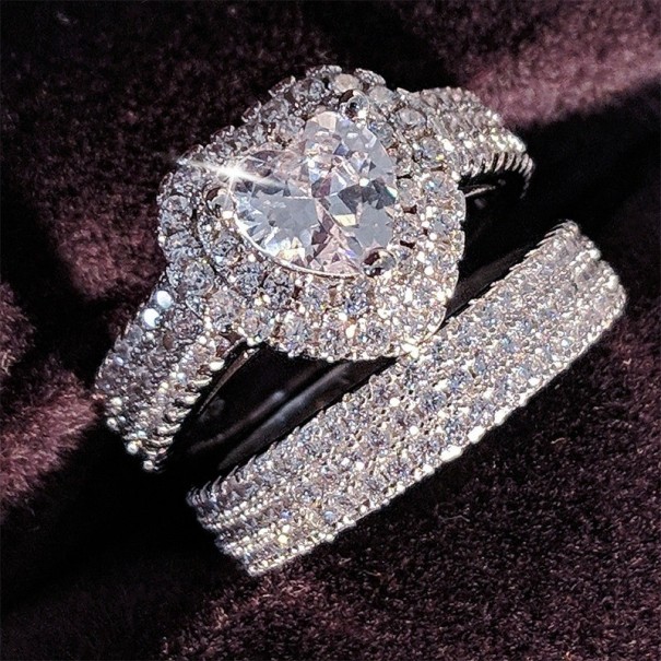Anillo de mujer con corazón 2 piezas 10