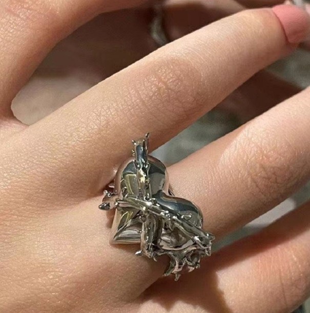 Anillo de mujer con corazón D2507 plateado