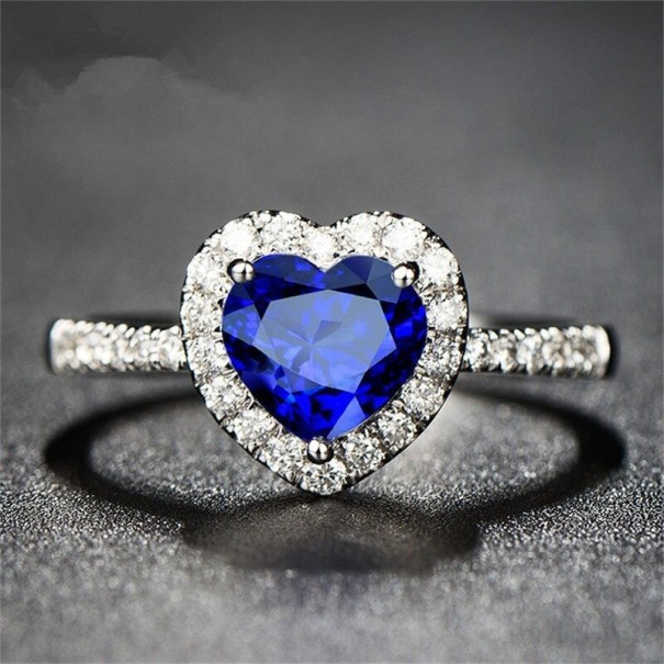 Anillo de mujer con corazón D909 azul oscuro 7