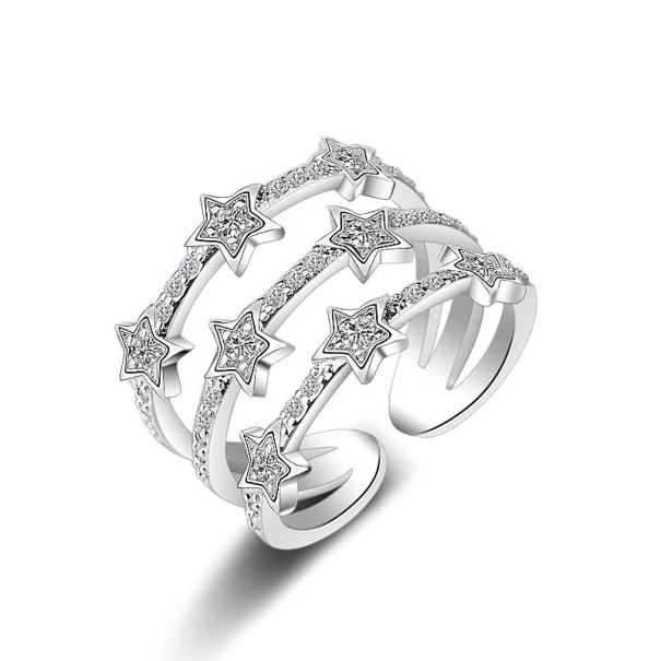 Anillo de mujer con estrellas D2720 plateado