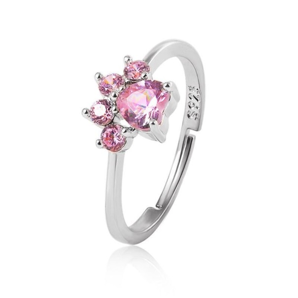 Anillo de mujer con huella de pata D2465 plateado
