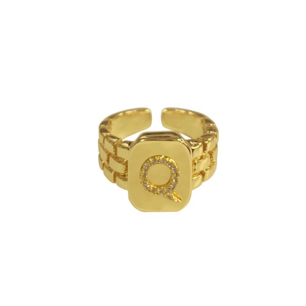 Anillo de mujer con letra del alfabeto. Q