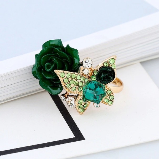 Anillo de mujer con mariposa D2899 verde oscuro