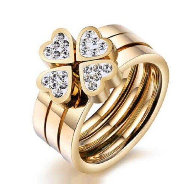 Anillo de mujer con trébol de cuatro hojas 3 uds. 7 2