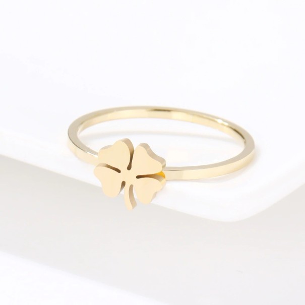 Anillo de mujer con trébol de cuatro hojas D2445 dorado 10