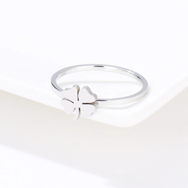Anillo de mujer con trébol de cuatro hojas D2445 plateado 10