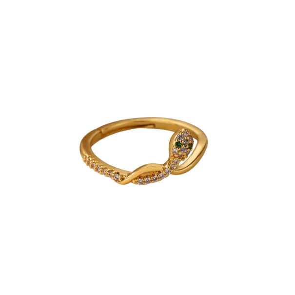 Anillo de mujer de acero inoxidable Color dorado Anillo abierto ajustable con motivo de lagartija Cristales decorativos Joyería animal 1