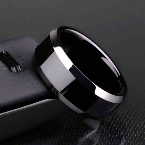 Anillo de titanio negro para hombre 11