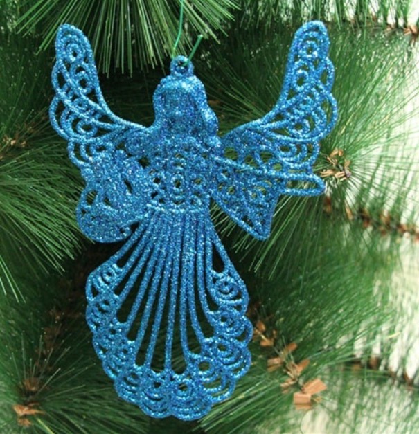 Anjo de Natal brilhante azul