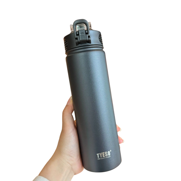 Ανοξείδωτη θερμός με καλαμάκι 600 ml Διπλά τοιχώματα με κενό αέρος Θερμική φιάλη για ζεστά και κρύα ροφήματα Ταξιδιωτική θερμός με αδιάβροχο καπάκι Ελαφριά και ανθεκτική μαύρο