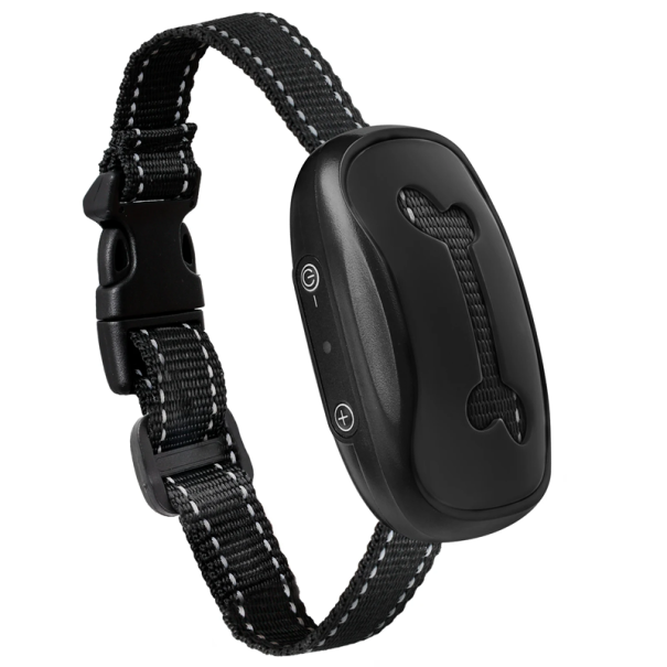 Anti-gø halsbånd til hunde, vibrerende, USB genopladelig, ultralydstræningshalsbånd, biplyd, vandtæt, justerbar, 22-56 cm, kæledyr sort