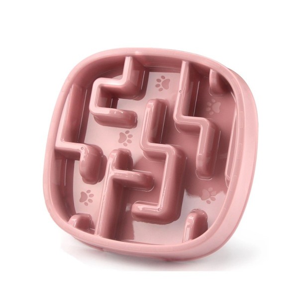 Anti-Gulping Bowl for Dogs and Cats 18.5x18.5x3.5 cm Square Bowl with Rounded Corners Non-Slip Bowl with Protrusions Slows Down Feeding Healthy Digestion pink