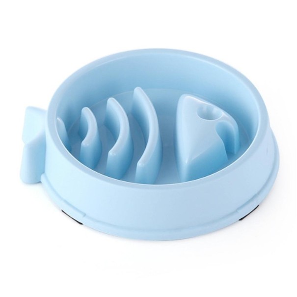 Anti-Gulping Bowl with Fish Pattern light blue