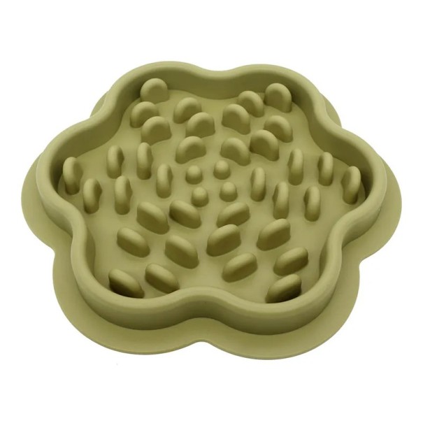 Anti-slikkom in de vorm van een bloem 23x23x2,5 cm voor katten en honden met interne uitsteeksels, een veilige kom met een ergonomisch ontwerp en eenvoudig onderhoud, bevordert een langzame voedselinname groen