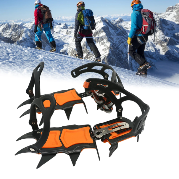 Anti-Slip Crampons for Shoes 12 Teeth 4 cm Spikes Manganese Steel TPU Universal Size 36–46 Storage Case Ice and Snow Hiking 1