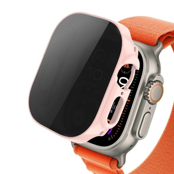Anti-spy pouzdro z tvrzeného skla Apple Watch 45 mm Series 7 8 9 Ochranné sklo na displej iWatch kryt s ochranou soukromí snadná instalace růžová