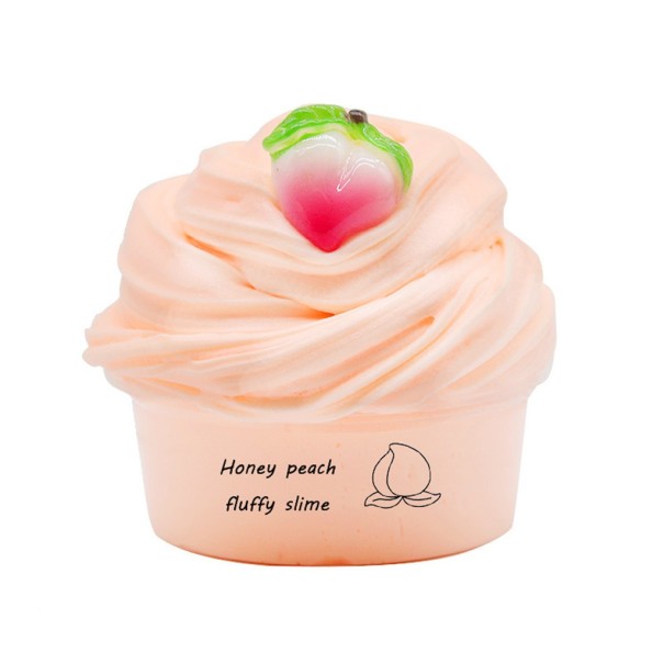 Anti-stress fluffy slime med dekoration abrikos