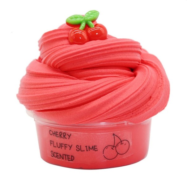 Anti-stress fluffy slime med dekoration rød