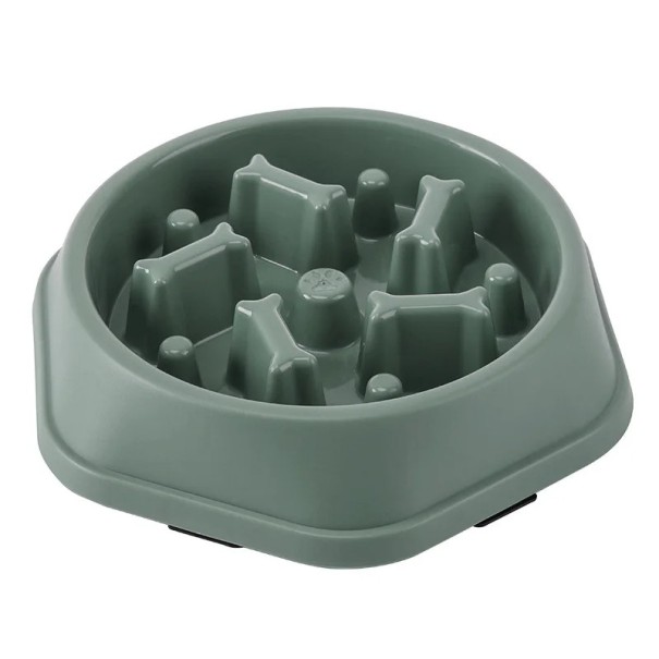 Anti-synke skål 19x23x5cm til katte og hunde med indvendige fremspring for at kontrollere hurtig fodring, forhindre mad i at synke, ergonomisk design grøn
