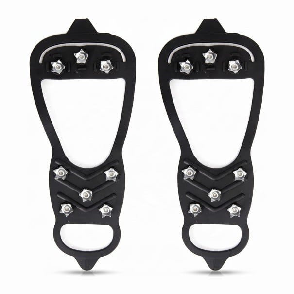 Antislip overschoenen met 8 punten Maat M EU 34–40 Rubberen hoes met metalen punten Zwart 1 paar voor lopen op ijs en sneeuw 1