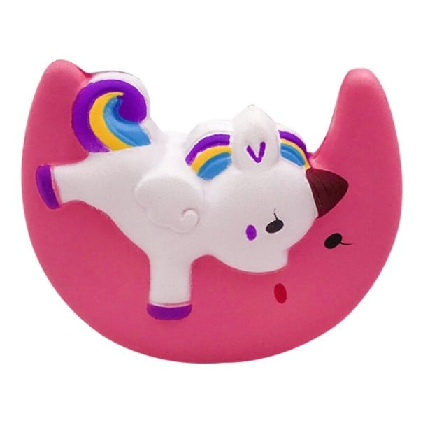 Antistressz összenyomható unikornis a feszültség levezetésére Pu anyagú puha játék szivárványos sörénnyel és farral Méret 11,5 cm rózsaszín