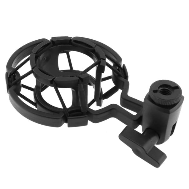 Antivibrationsmikrofonhållare med flexibelt upphängning Dämpar stötar och vibrationer vid inspelning Gänga för stativ Svart plast ABS 14 x 10 x 7,5 cm 1