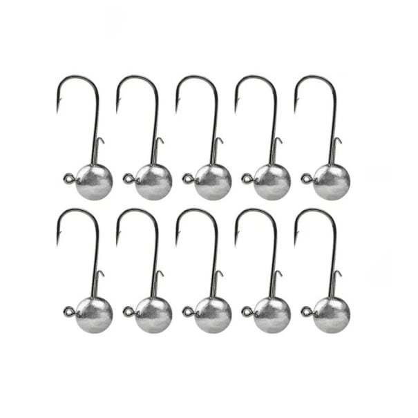 Anzuelos de pesca con cabeza grande, 10 unidades, 15 g, anzuelos giratorios, cebo artificial, cabeza plomada, anzuelo afilado para peces depredadores 1