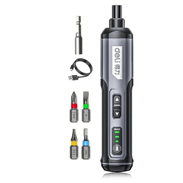 Aparafusadora eléctrica com carregamento USB Conjunto profissional com indicação LED Interruptor de velocidade e bits incluindo barra de extensão 1