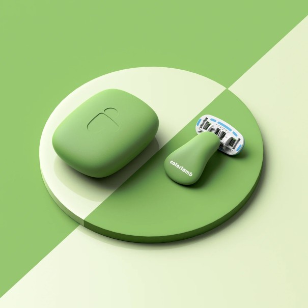 Aparat de ras manual de călătorie pentru femei cu carcasă Aparat de ras pentru femei cu cap cu 5 straturi și mâner din silicon Mini aparat de ras cu bandă de lubrifiere hidratantă 6x5cm verde