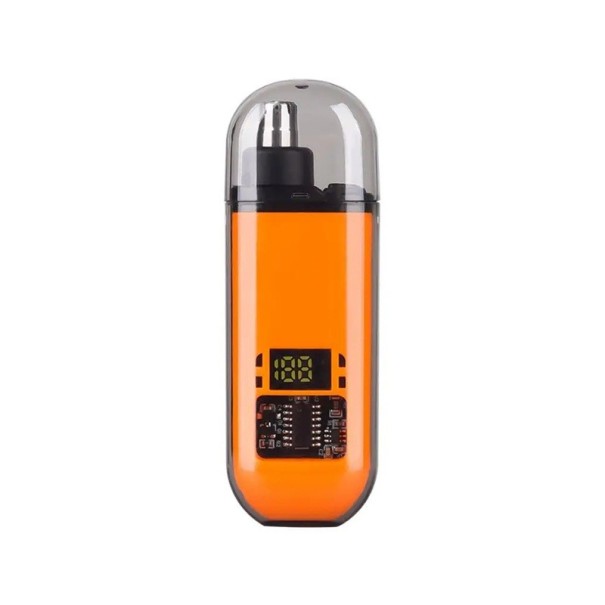 Aparat de tuns electric portabil pentru nas, reincarcabil prin USB, cu cap rotativ la 360°, indicator de incarcare, aparat de tuns portocale