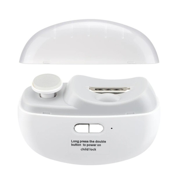 Aparelho elétrico multifuncional para unhas 8,5 x 6,8 x 3 cm USB-C 4W Lanterna Bloqueio infantil Corte Polimento Lixamento Escova de limpeza branco