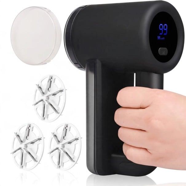 Αφαιρετής χνουδιών Επαναφορτιζόμενη ξυριστική μηχανή ρούχων 2000 mAh LED οθόνη 3 ταχύτητες USB-C Ανοξείδωτη λεπίδα Για πουλόβερ και καναπέδες μαύρο