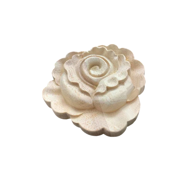 Aplicație din lemn sculptată în formă de trandafir 10 × 10 cm lemn masiv natural element decorativ pentru mobilier fețe de sertare 1