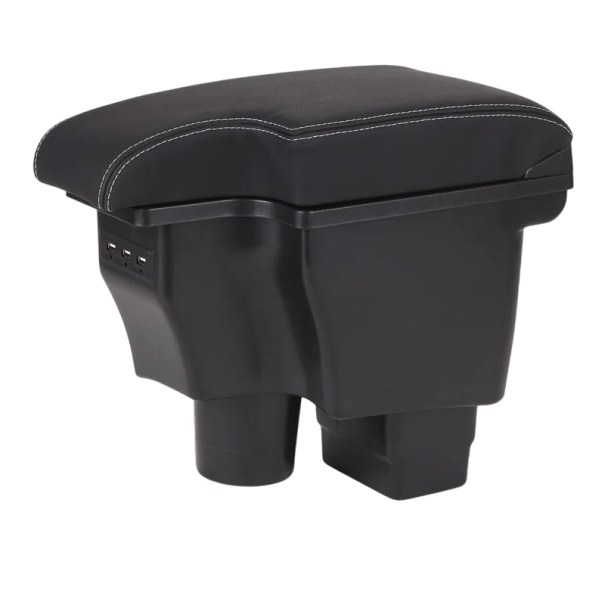 Apoio de braço em pele para Mazda CX-3 e Mazda 2 Skyactiv com USB, apoio deslizante com caixa de armazenamento em pele genuína, montagem simples, acessórios automóveis branco