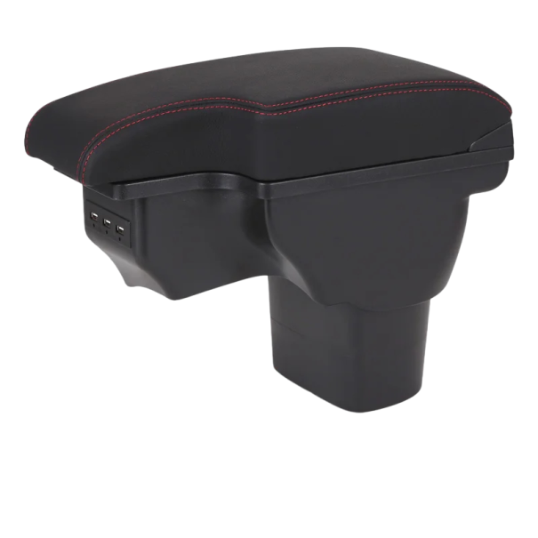 Apoyabrazos 35 x 16 cm para Nissan Juke e Infiniti ESQ 2010–2019 Piel de dos capas auténtica Plástico ABS Caja de almacenamiento con USB y USB-C para la consola central rojo