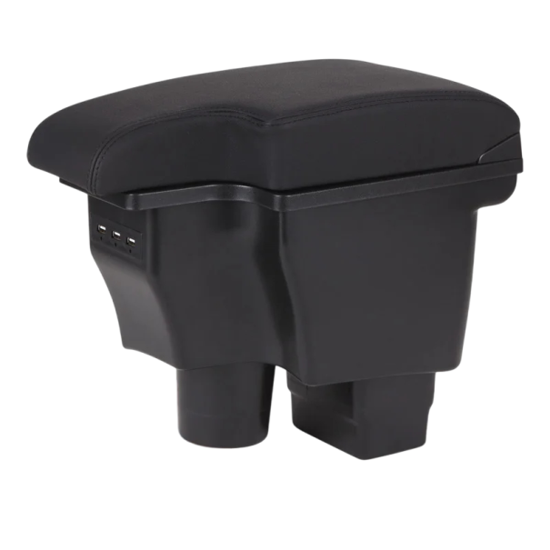 Apoyabrazos de cuero para Mazda CX-3 y Mazda 2 Skyactiv con USB, apoyabrazos deslizante con caja de almacenamiento, cuero auténtico, fácil instalación, accesorios para automóviles negro