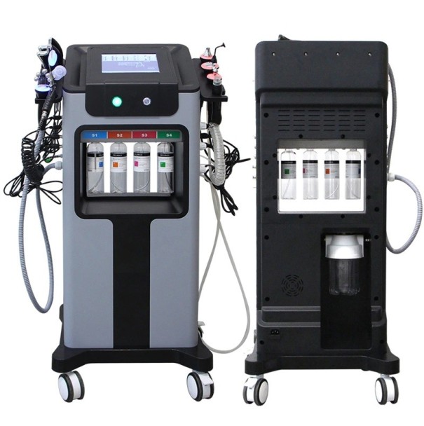 Appareil de beauté multifonction 12 en 1 soin ultrasonique du visage avec têtes et masque LED pour le nettoyage et le rajeunissement de la peau noir
