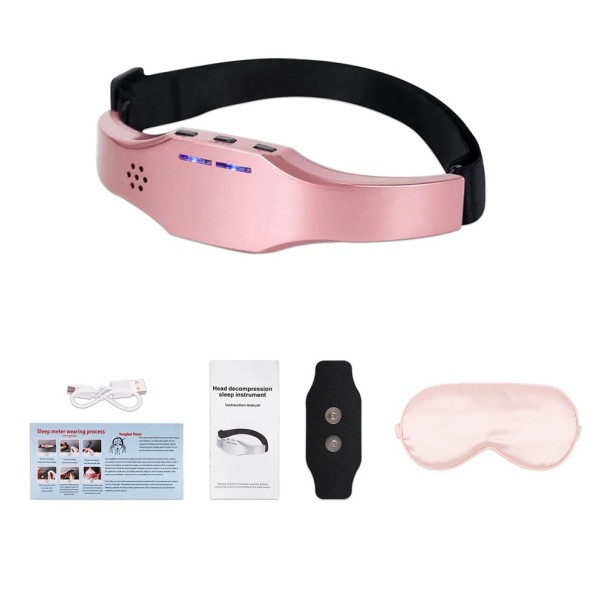 Appareil de massage électrique pour la tête avec stimulation TENS, chargement USB, mode de 15 minutes pour soulager la fatigue, le stress et l'insomnie rose