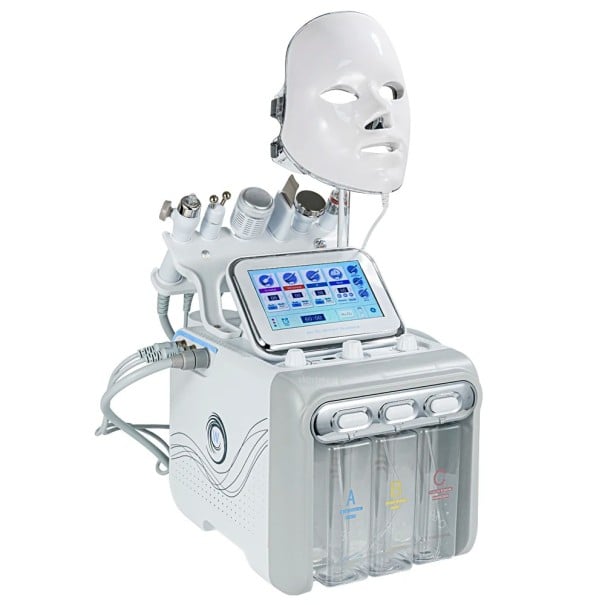 Appareil Professionnel 7 en 1 HydraDermabrasion pour le Nettoyage et le Rajeunissement de la Peau avec Masque LED et Radiofréquence pour Salons 1