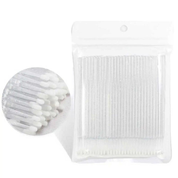 Applicateur à cils artificiels 100 pcs Micro pinceau Outil cosmétique blanc